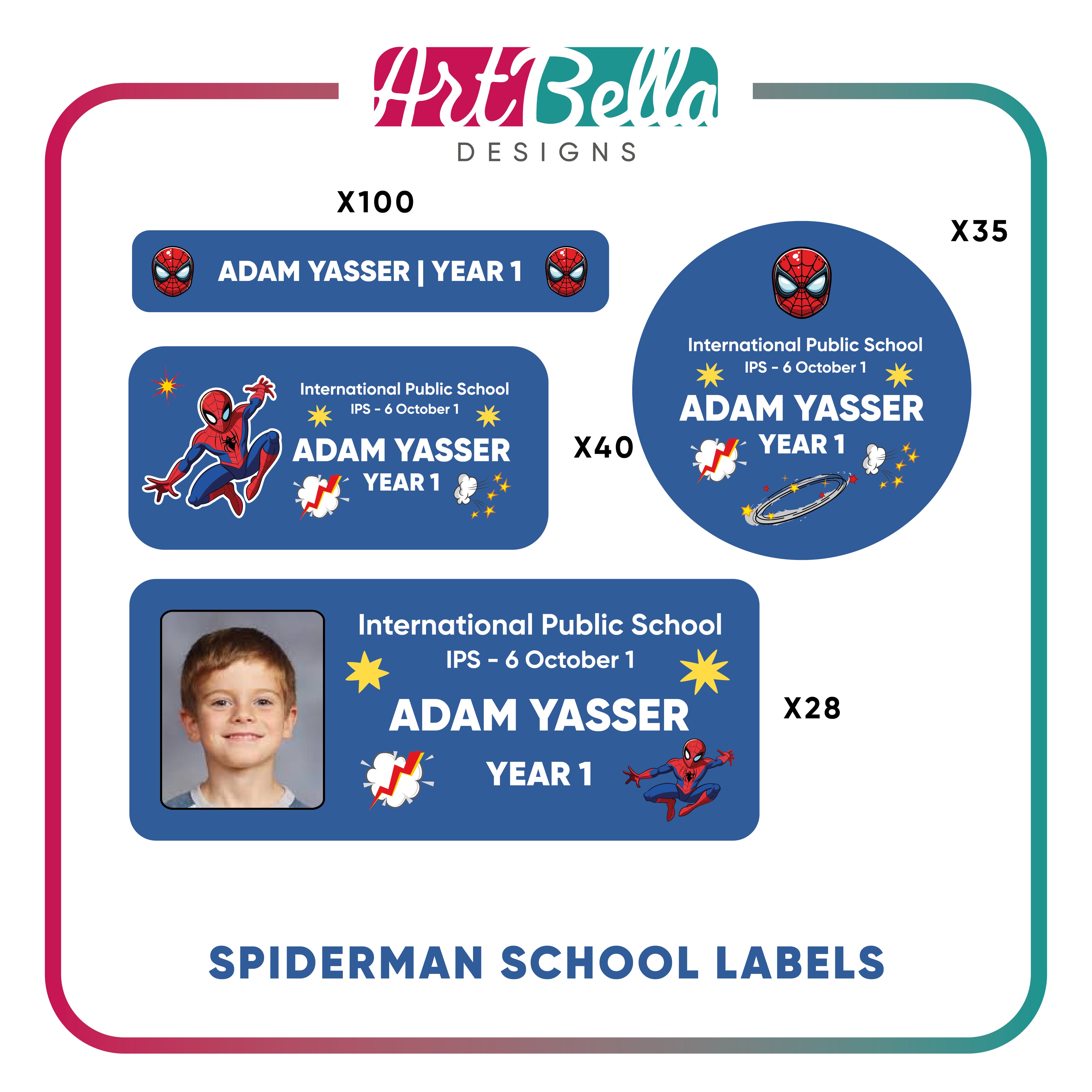 Spiderman School Labels
