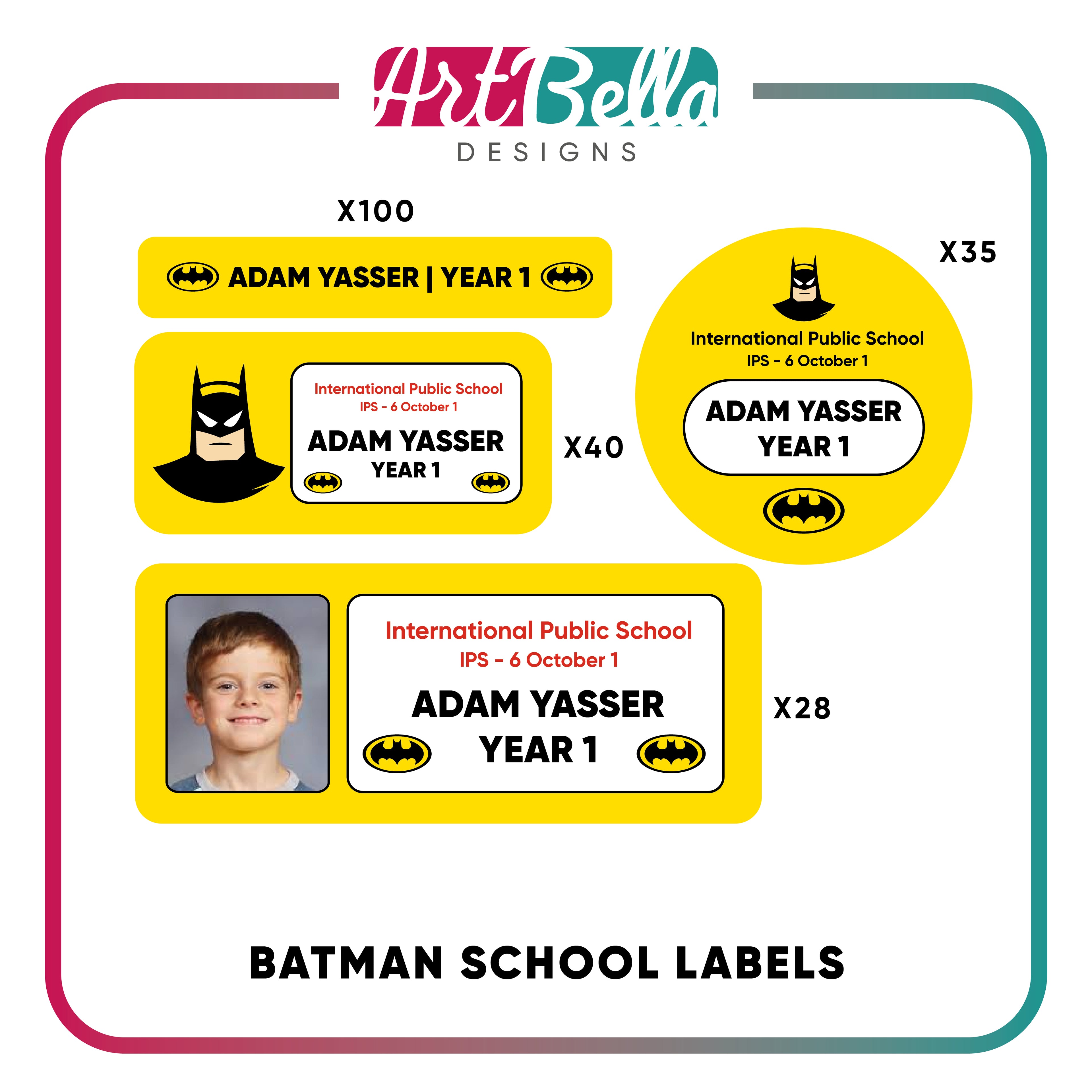 Batman School Labels