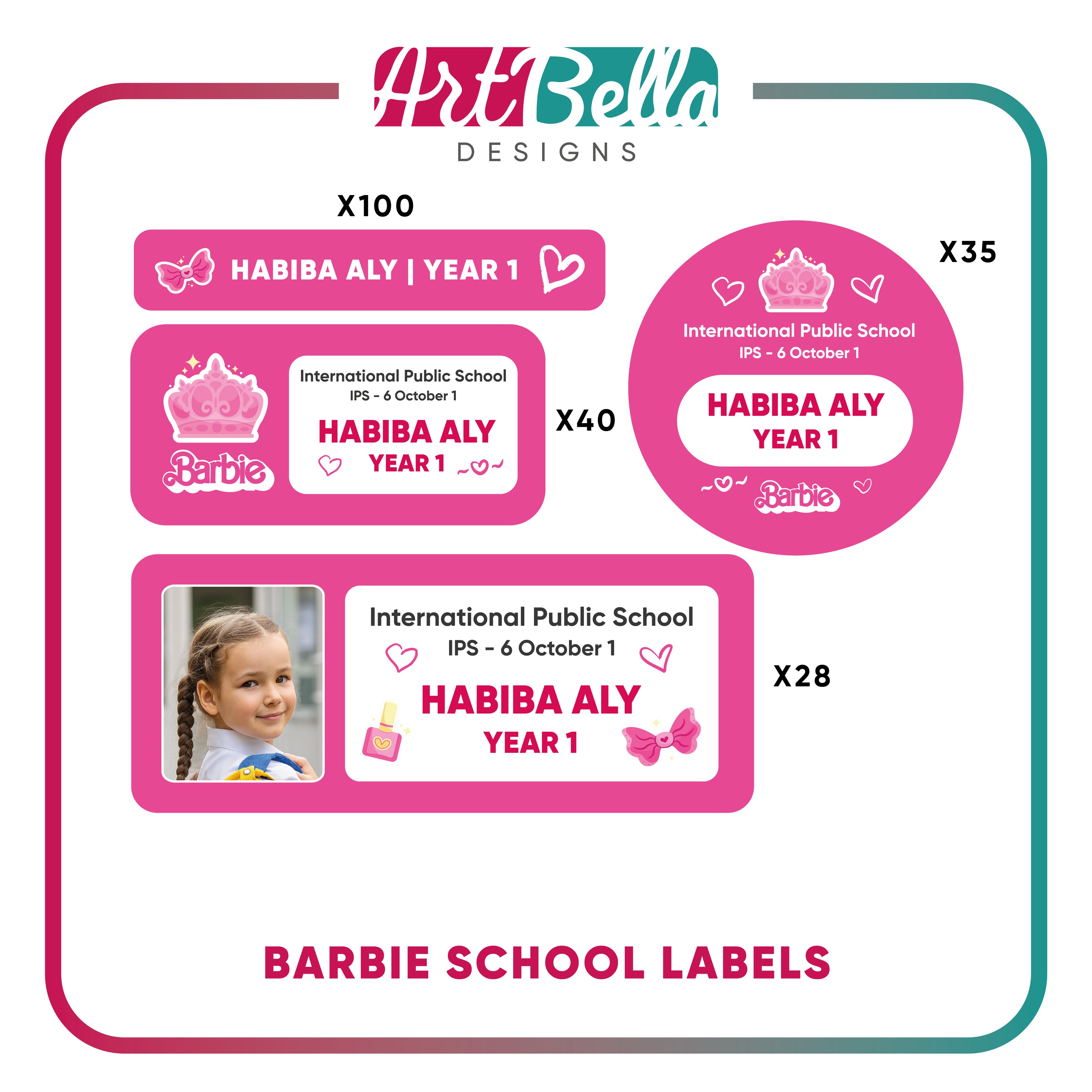 Barbie School Labels